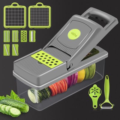 Seja criativo na cozinha com o nosso cortador manual de frutas e legumes 12 em 1