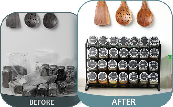 4 camadas Wire Iron Mesh Spice Jar Rack para Organização da Cozinha Rack Tamanho 30*9.8*23.3cm