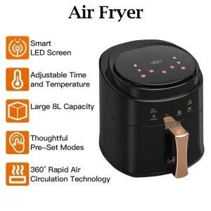 8L 1400W Smart Touch Screen Custom Oil Free Electric Deep Fryer Fritador de Ar Quente Adequado