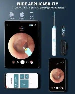 Kit de remoção de cera de ouvido para limpeza doméstica com 1296P Otoscope Ear Cleaner Camera e Light