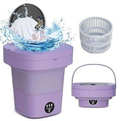 Banheira de plástico Máquina de lavar mini-plegável portátil totalmente automática para meias de roupa interior