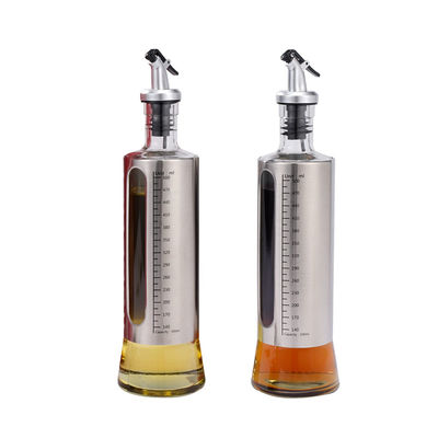 Acero inoxidável recipiente de temperos de vidro duplo recipiente de cozinha frasco de spray de azeite com balança