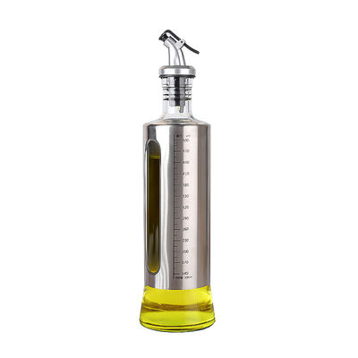 Acero inoxidável recipiente de temperos de vidro duplo recipiente de cozinha frasco de spray de azeite com balança