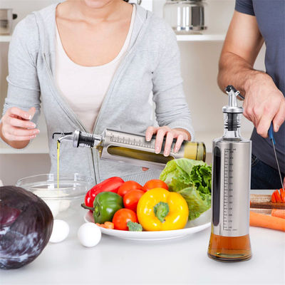 Acero inoxidável recipiente de temperos de vidro duplo recipiente de cozinha frasco de spray de azeite com balança