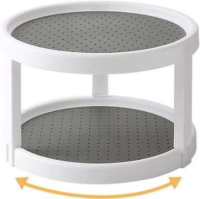 2 camadas de especiarias de cozinha e rack de armazenamento rotativo para fácil acesso a especiarias e artigos de higiene