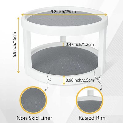 2 camadas de especiarias de cozinha e rack de armazenamento rotativo para fácil acesso a especiarias e artigos de higiene