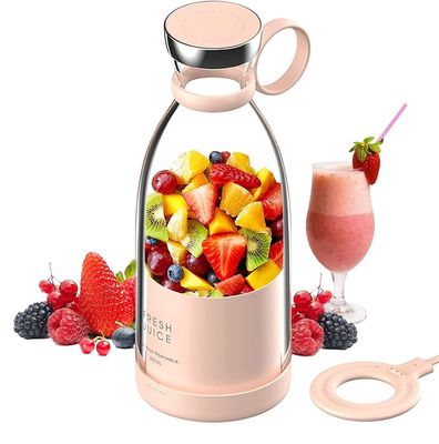 Extractor de sumo portátil recarregável USB 350ml 4 lâminas Pink Mini Elétrico para viagens