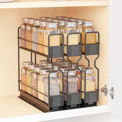 Organize sua casa de banho de forma eficiente com 2 camadas de organizador de rack de especiarias deslizante