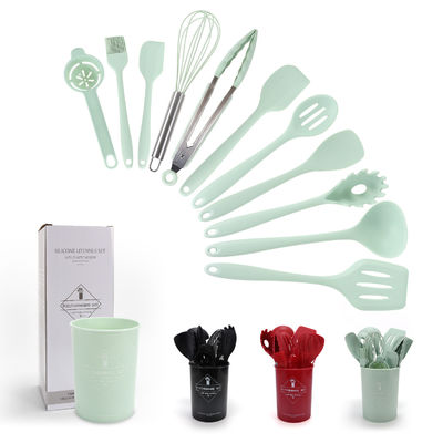 Spatula de silicone de cozinha com balde de armazenamento de 12 peças utensílios de cozinha de panificação não-aderentes