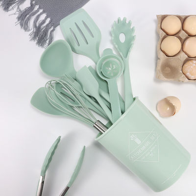 Spatula de silicone de cozinha com balde de armazenamento de 12 peças utensílios de cozinha de panificação não-aderentes