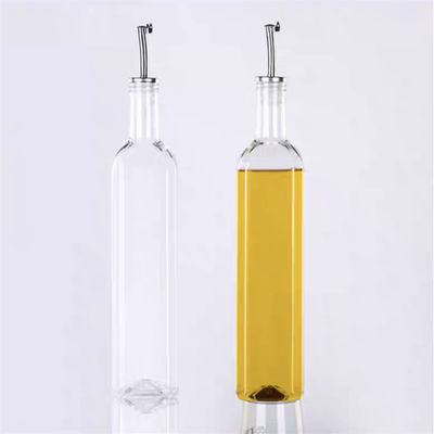 Garrafa de óleo de cozinha verde escuro de vidro com tubo de aço inoxidável 500 ml quadrado 2pcs