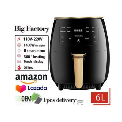 Potes de frigorífico de ar multifuncionais de capacidade de 1400W 6L personalizados para fazer alimentos fritos