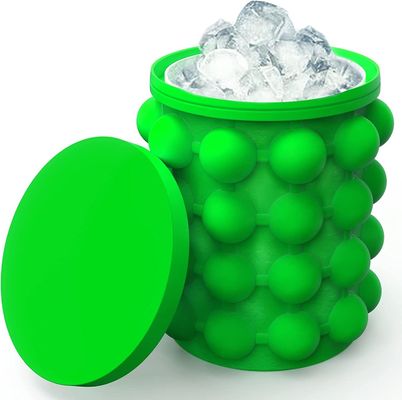 267 gramas Silicone portátil meio redondo poupança de espaço balde de gelo com tampa azul/vermelho/amarelo