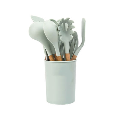 Set de utensílios de cozinha de silicone verde de 18 peças com balde de armazenamento Espatulas antiaderentes incluídas