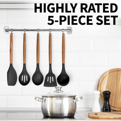 Conjunto de utensílios de cozinha de alta temperatura para cozinha 5 peças de silicone antiaderente