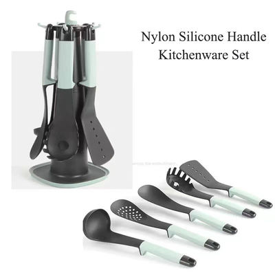 Set de colheres de plástico de espátula de alta temperatura para alimentos utensílios de cozinha 5 peças com estante