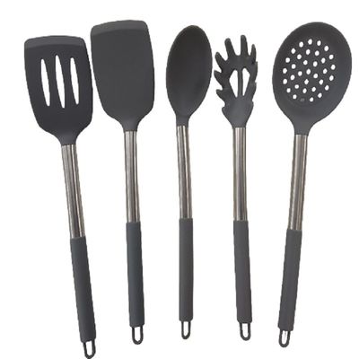 Cozinha Essenciais Espatulas antiaderentes e colher de escape com barra de aço inoxidável