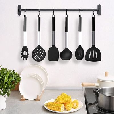 Cozinha Essenciais Espatulas antiaderentes e colher de escape com barra de aço inoxidável
