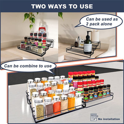 Organizador de rack de especiarias de ferro cozido de alimentos para armário 4 Tier Step Shelf Holder