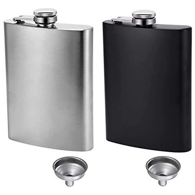 Flasca de vinho de aço inoxidável revestida de couro para homens 8 oz Flasca de anca exterior Tamanho do produto 93 * 122mm