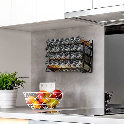 Organizador de garrafas de temperos de tipo metálico para balcão de cozinha