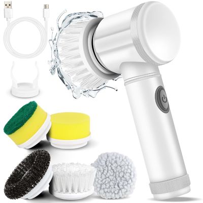 Escova de limpeza elétrica Branco 138G USB recarregável para limpeza de azulejos de banheira de cozinha