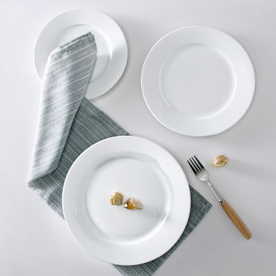 Placas de jantar em cerâmica branca para colecção de louça de restaurante
