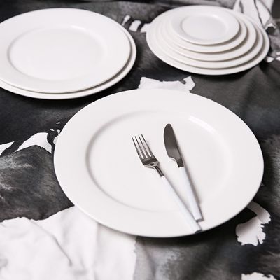 Placas de jantar em cerâmica branca para colecção de louça de restaurante
