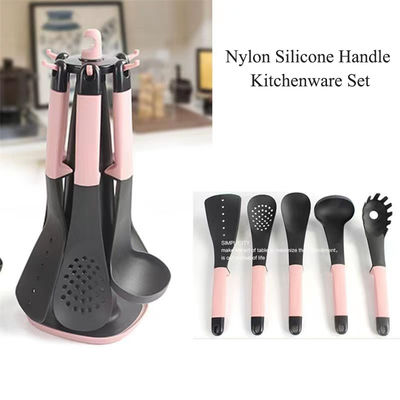 Acesso sem esforço a utensílios com conjunto de nylon de 6 peças e suporte de armazenamento rotativo