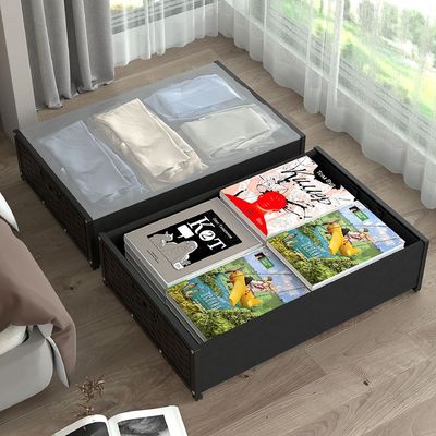 Caixa de armazenamento de roupas de cama / brinquedos com poleia e tampa O máximo economizador de espaço