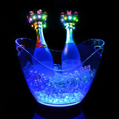 Clube de festas Hotel Recipiente de bebidas de plástico acrílico Logotipo personalizado Balde de gelo acrílico LED