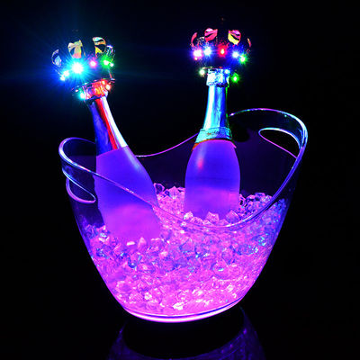 Clube de festas Hotel Recipiente de bebidas de plástico acrílico Logotipo personalizado Balde de gelo acrílico LED