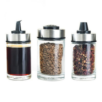 Set de frasco de vidro sem chumbo de especiarias Material de aço inoxidável de design espesso Capacidade 1,5 kg