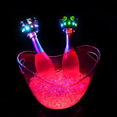 Clube de festas Hotel Recipiente de bebidas de plástico acrílico Logotipo personalizado Balde de gelo acrílico LED