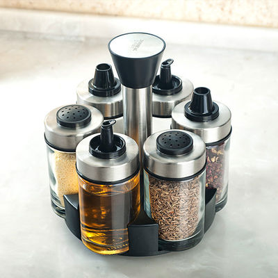 Set de frasco de vidro sem chumbo de especiarias Material de aço inoxidável de design espesso Capacidade 1,5 kg