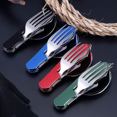 Conjunto de utensílios de acampamento dobráveis de aço inoxidável