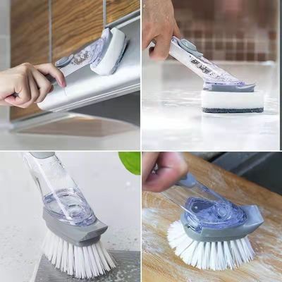 3 Cabeças de limpeza substituíveis Espuma de sabão PP TPR Bristle Esfregão de lavar louça