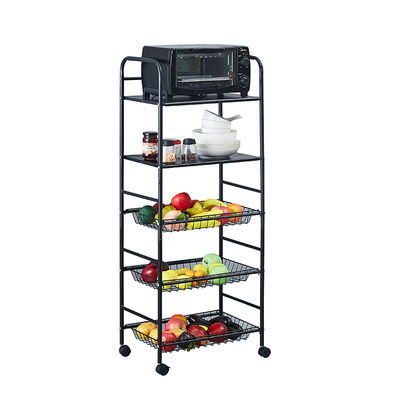 Organizador de armazenamento de cozinha de rack não dobrável de nível 5 com design de rolamento rotativo estável