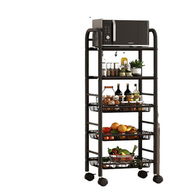 Organizador de armazenamento de cozinha de rack não dobrável de nível 5 com design de rolamento rotativo estável