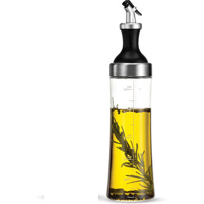 Conjunto de frascos de óleo de vidro de alto borosilicato para uso doméstico com boca curva e medição de controle de óleo