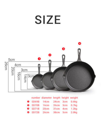 Artigos de cozinha não pegajosos pré-sazados de ferro fundido Skillet preto sustentável para o exterior