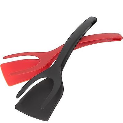 2 em 1 Espatula Tong para ferramenta de cozinha ovo preto pinça Tong panqueca peixe torradas francesas