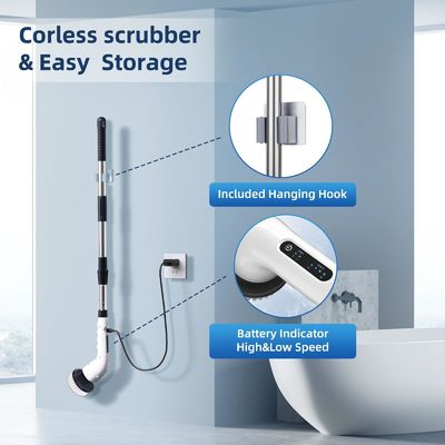 9 cabeças substituíveis limpador de banheira sem fio para limpeza doméstica