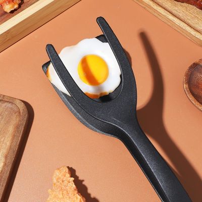2 em 1 Espatula Tong para ferramenta de cozinha ovo preto pinça Tong panqueca peixe torradas francesas