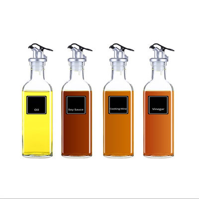 Outras Ferramentas de Cozinha Quadrada Garrafa de óleo de vidro branco com bico de logotipo personalizado