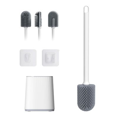 TPR Pintura de limpeza de plástico redonda Toilet Brush Holder Set para higiene superior de banheiro