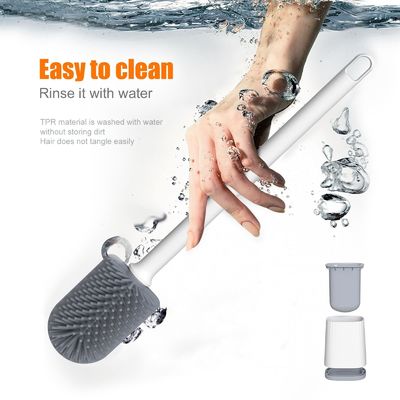 TPR Pintura de limpeza de plástico redonda Toilet Brush Holder Set para higiene superior de banheiro
