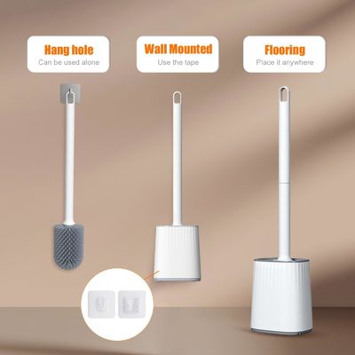 TPR Pintura de limpeza de plástico redonda Toilet Brush Holder Set para higiene superior de banheiro