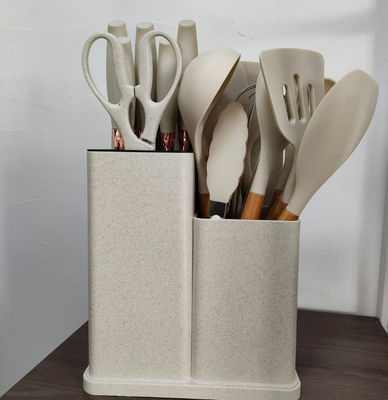 Utensílios de cozinha de silicone conjunto de 19 Pcs Ferramentas de cozinha com acessórios de alça de madeira