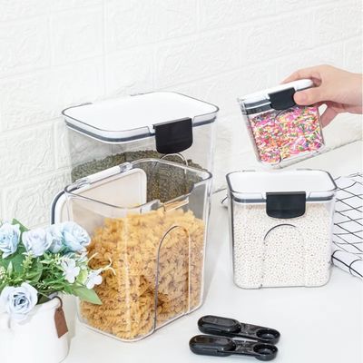 Tipo de cozinha em pé PET plástico recipientes de armazenamento de alimentos transparente hermético 4pc conjunto